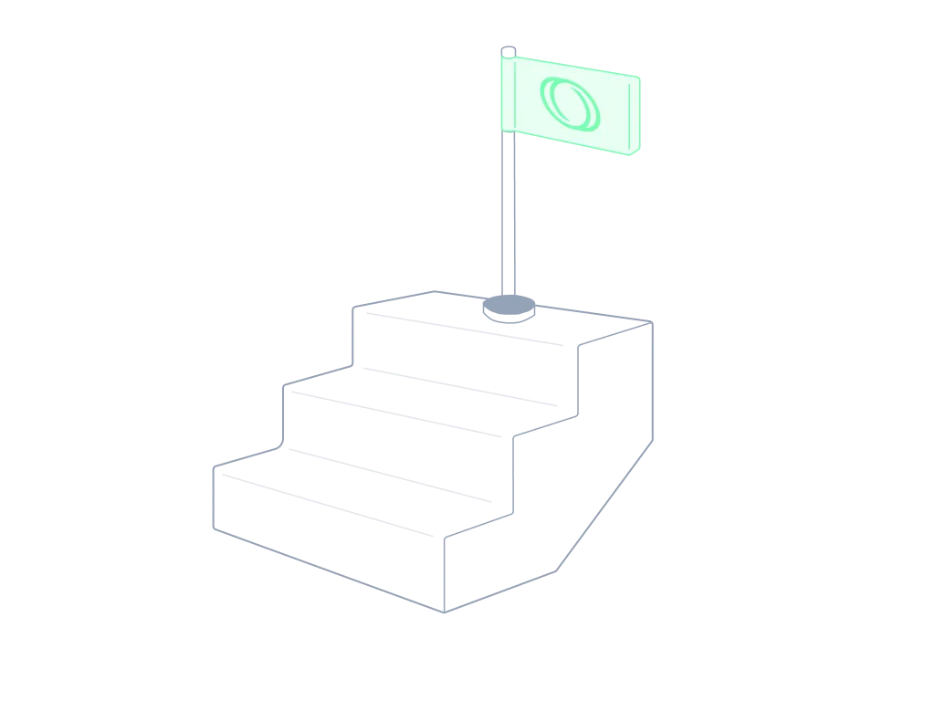 Illustration of stepped onboarding leading to a Tokeniser flag